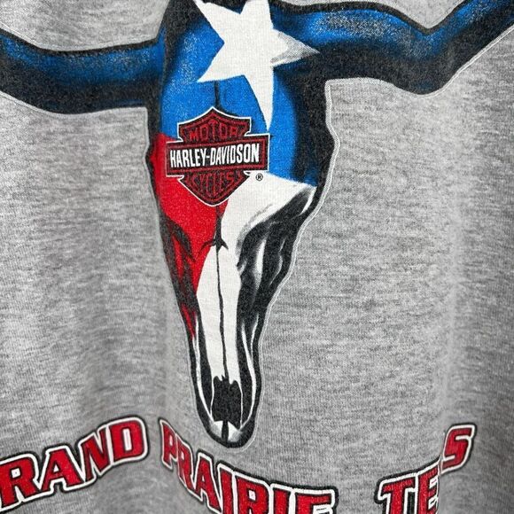 Harley Davidson Gray Longhorn Grand Prairie Texas Graphic T-Shirt Size 2X - Picture 6 of 6